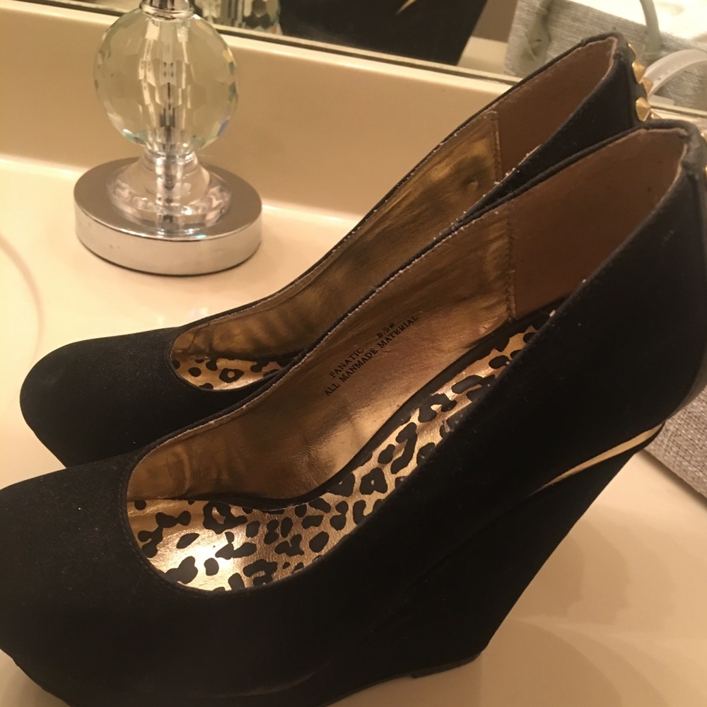 Black and gold spike design heels